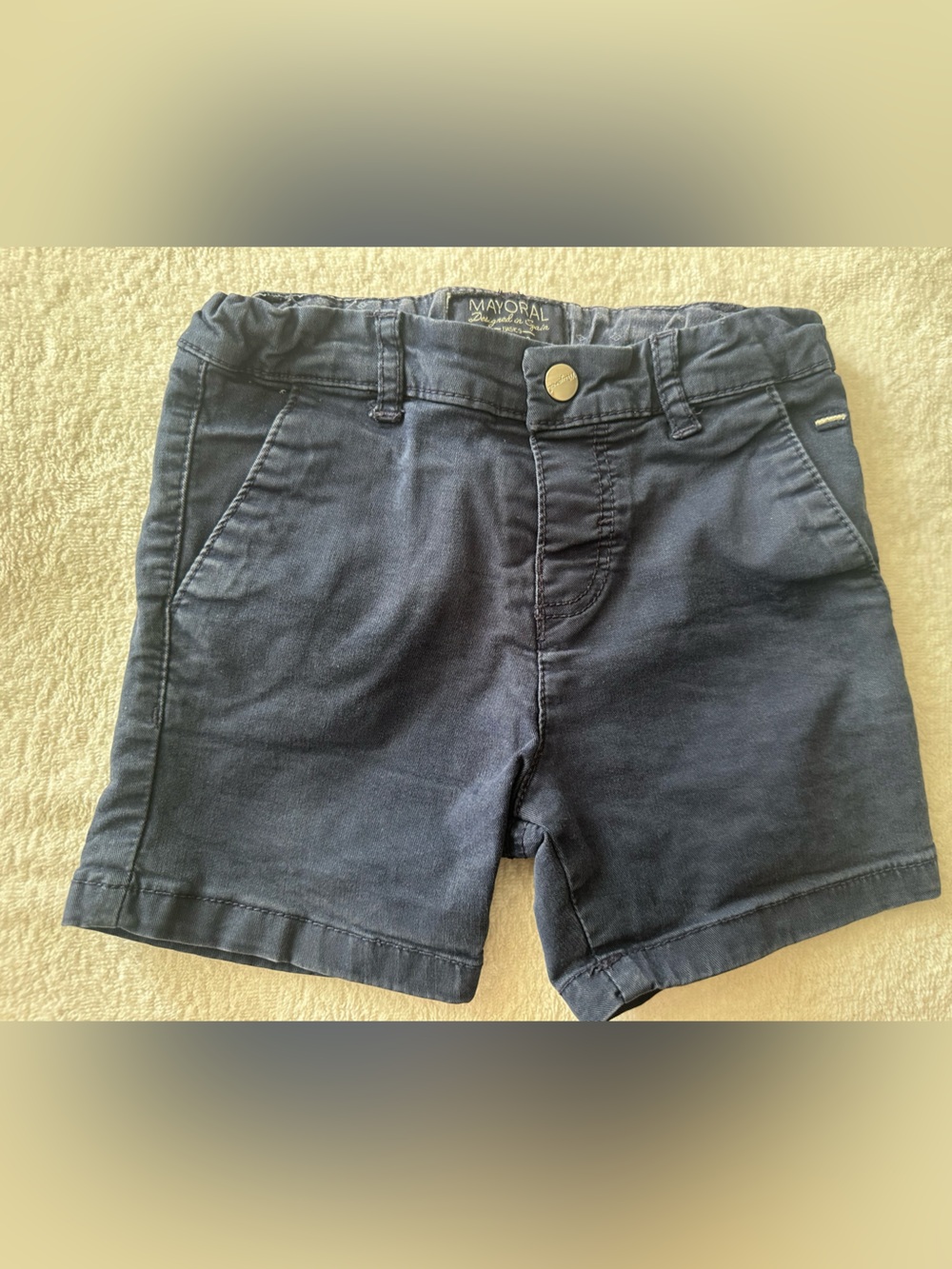 Mayoral Navy Blue Girls Denim-Style Shorts